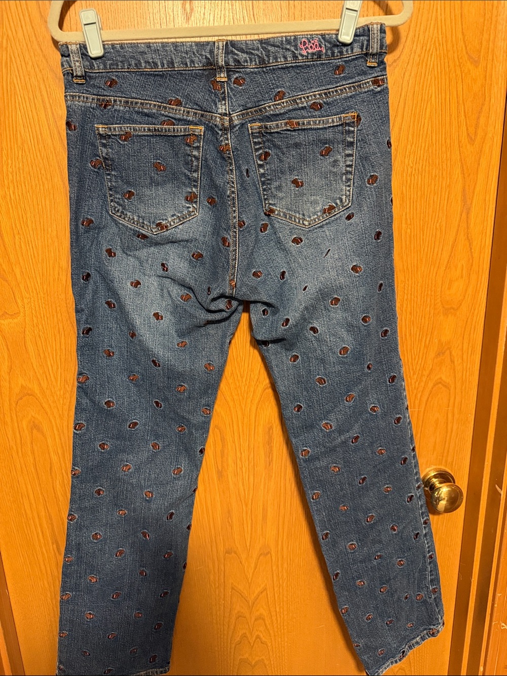 Lilly Pulitzer Denim Straight-Leg Jeans with Brown Embroidered Dogs - Picture 5 of 9